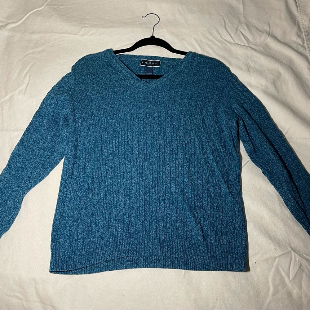 Karen Scott Women’s blue sweater (size large)